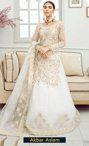 Akbar Aslam Embroidered Net Snowdrop Dress 2