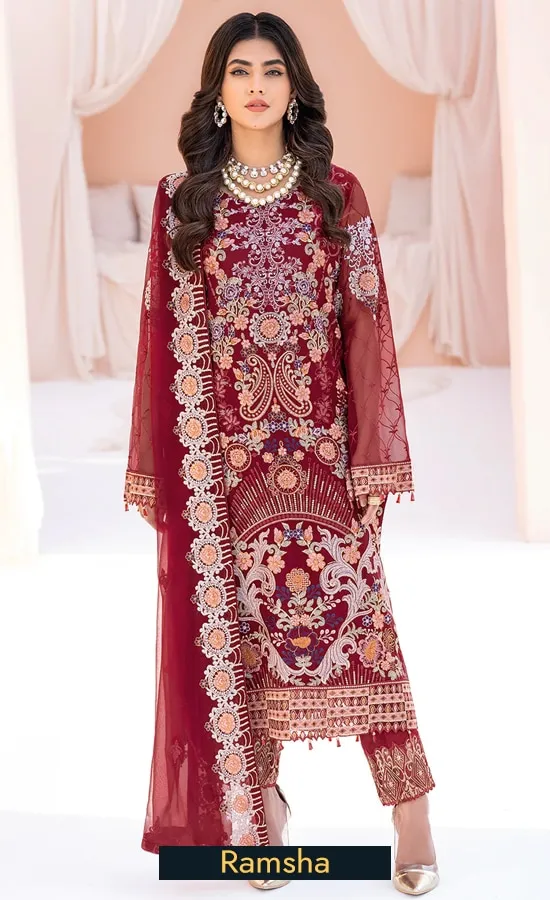Ramsha Pakistani Embroidered Chiffon Dress main image 0