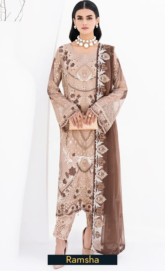 Buy Ramsha Embroidered Chiffon A610 Dress Now 3