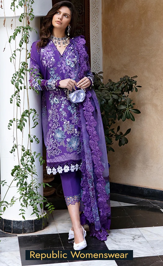 Buy Republic Womenswear Embroidered Lawn D7B Linaria Dress Now 2