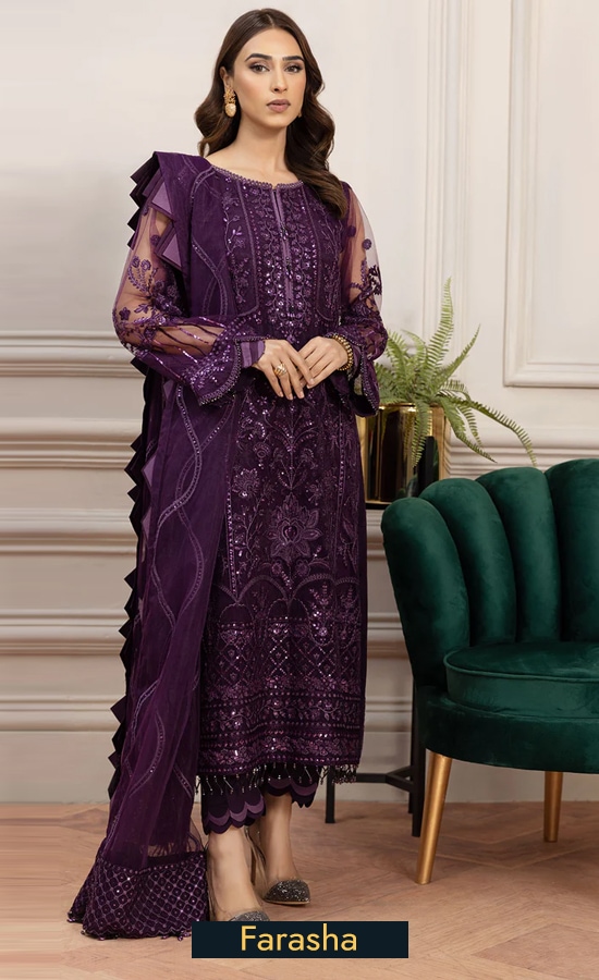 Farasha Embroidered Net Damsel Dress 1