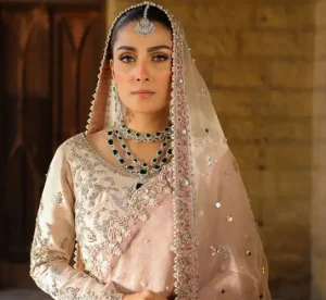 Ayeza Khan Showcases Mesmerizing Bridal Look in Silk Lehenga Choli