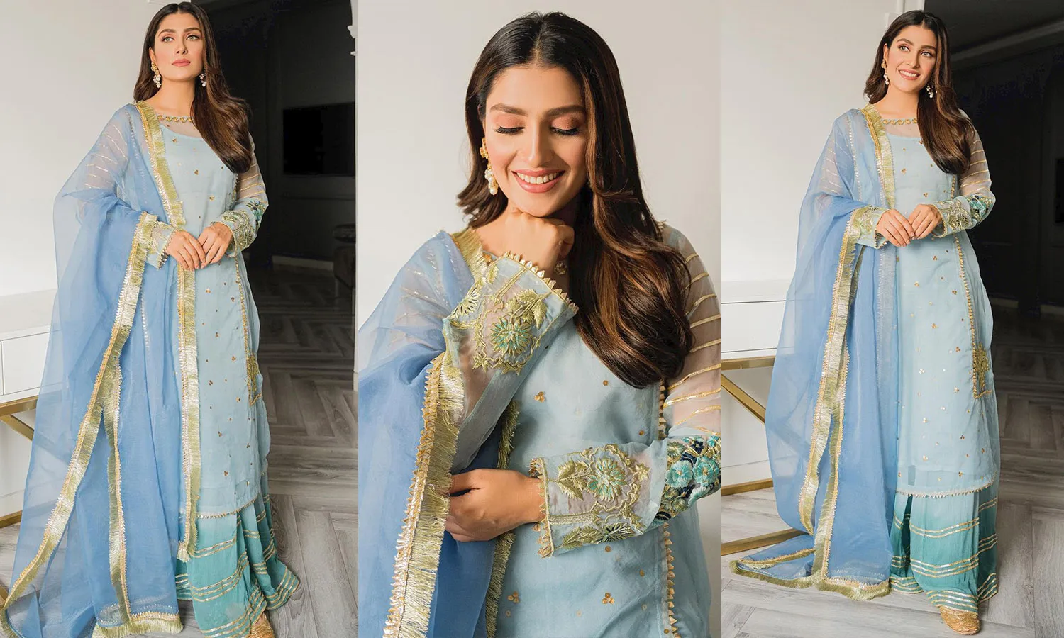 Ayeza Khan sets wedding fashion goals in a shimmering blue sharara-1
