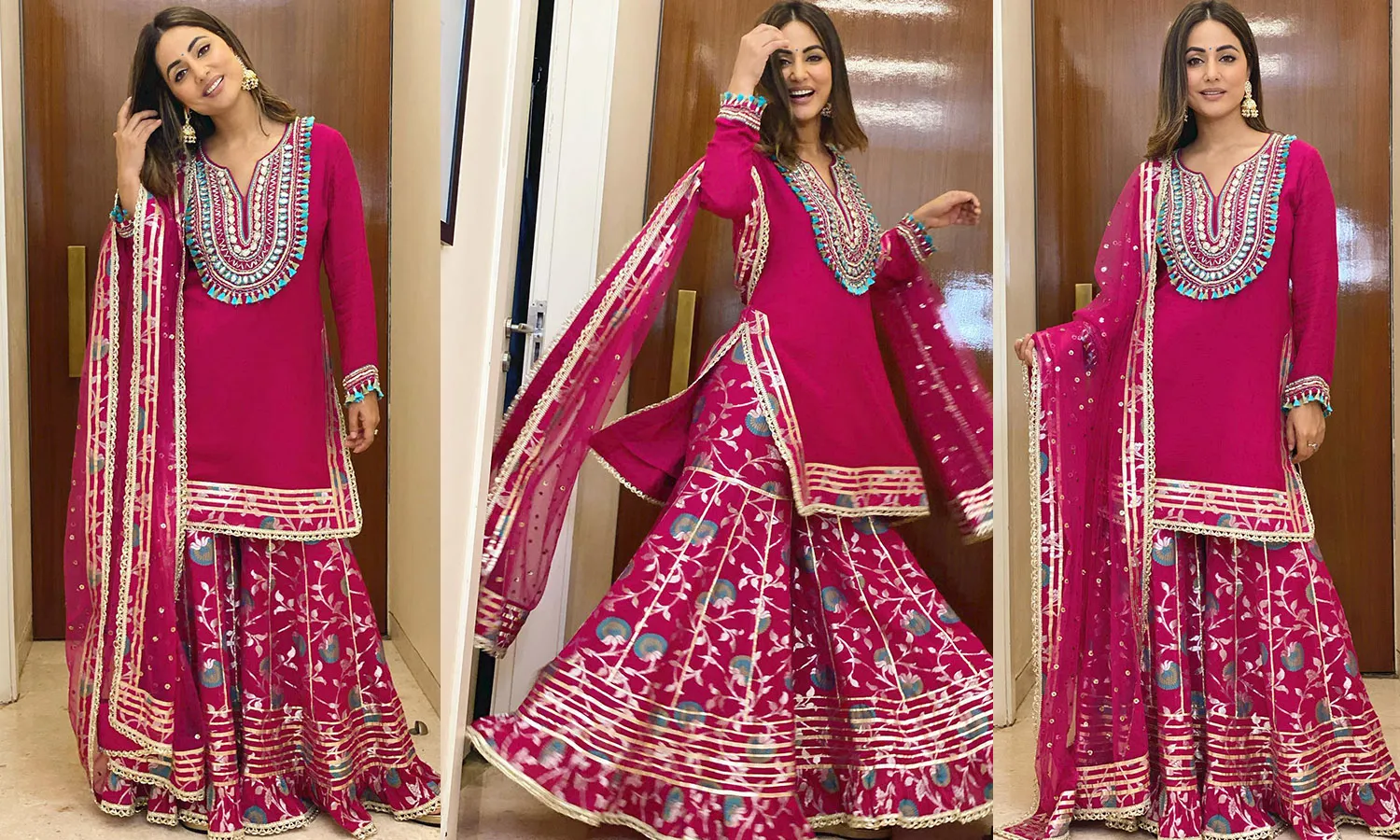 Deck up like Hina Khan looks effortlessly stylish in a pink sharara.