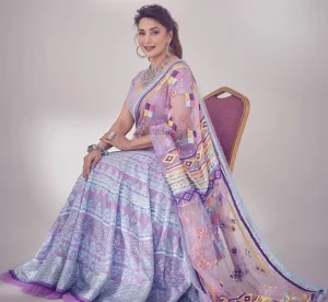 Madhuri Dixit Shines in Lavender Embroidered Lehenga