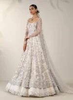 White Bridal Peshwas with Silver Embroidery Video