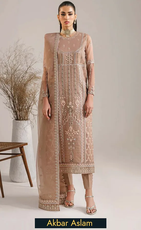 Akbar Aslam Replica Embroidered Chiffon Dress