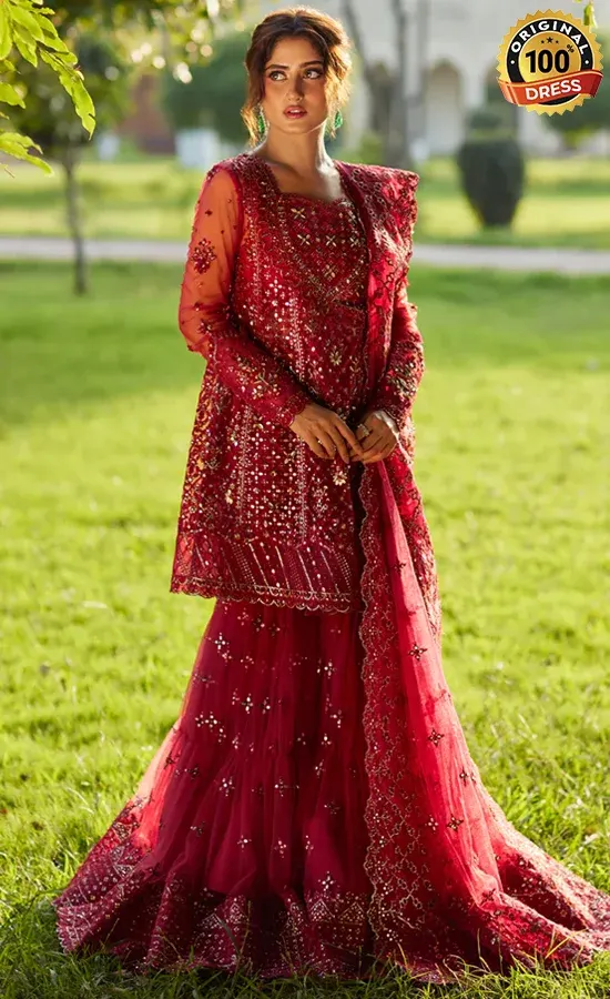 Red Colour Sharara For Wedding Guests Red Colour Sharara For Wedding Guests