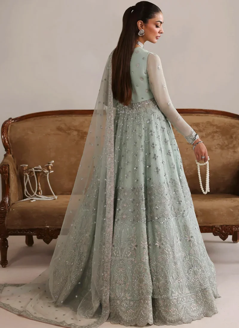 Embroidered navy blue chiffon maxi dress from the Rouge Wedding Formals collection