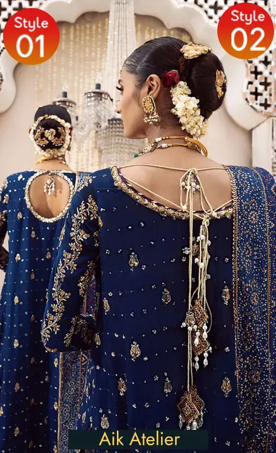 Blue and Gold Sharara For Wedding Guests