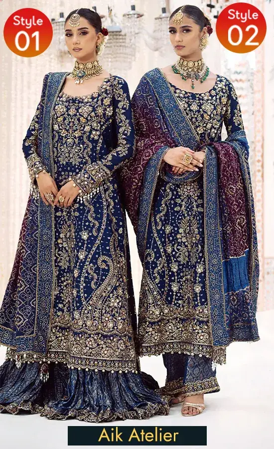 Blue and Gold Sharara For Wedding Guests Blue and Gold Sharara For Wedding Guests