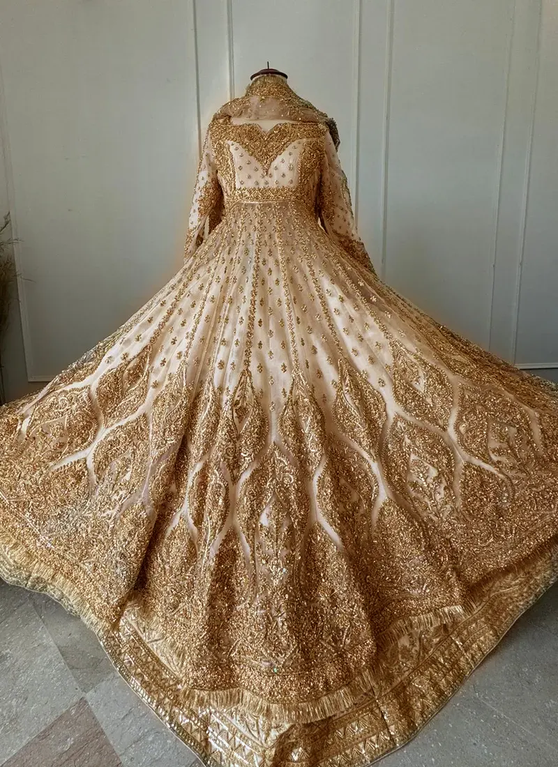 White and Gold Bridal Lehenga