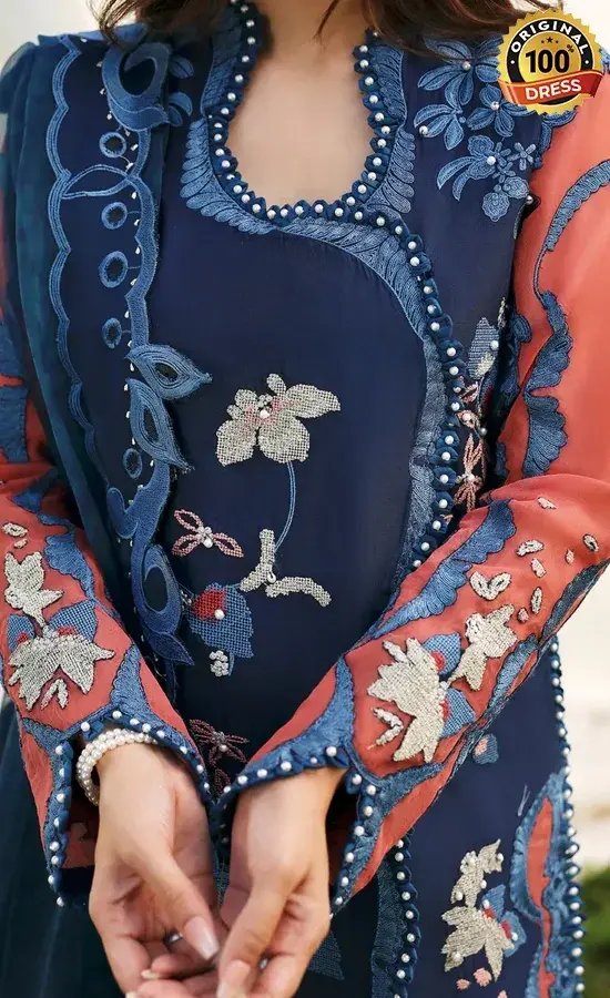 Buy Navy Blue Salwar Kameez For Wedding Guests (4)
