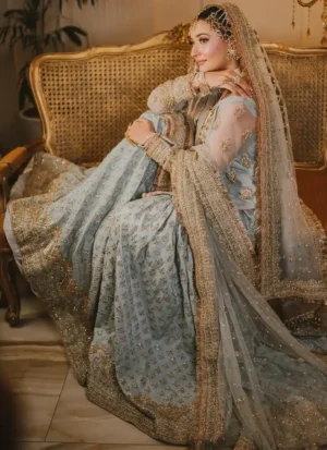 Blue Farshi Gharara for Nikkah