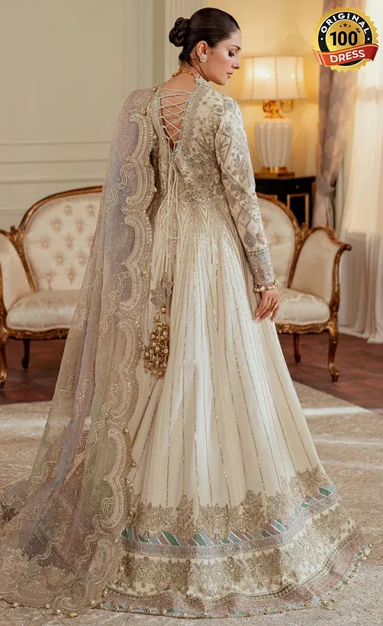 Cream Color Anarkali Suit​ For Wedding Guests