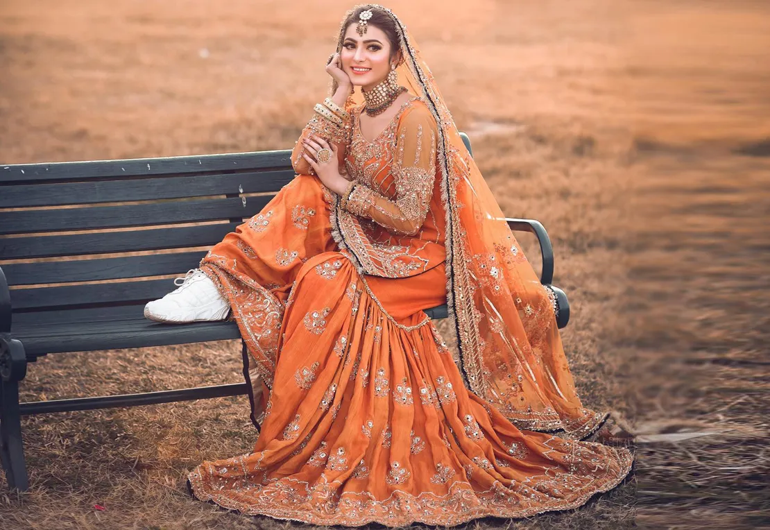 Orange Bridal Gharara