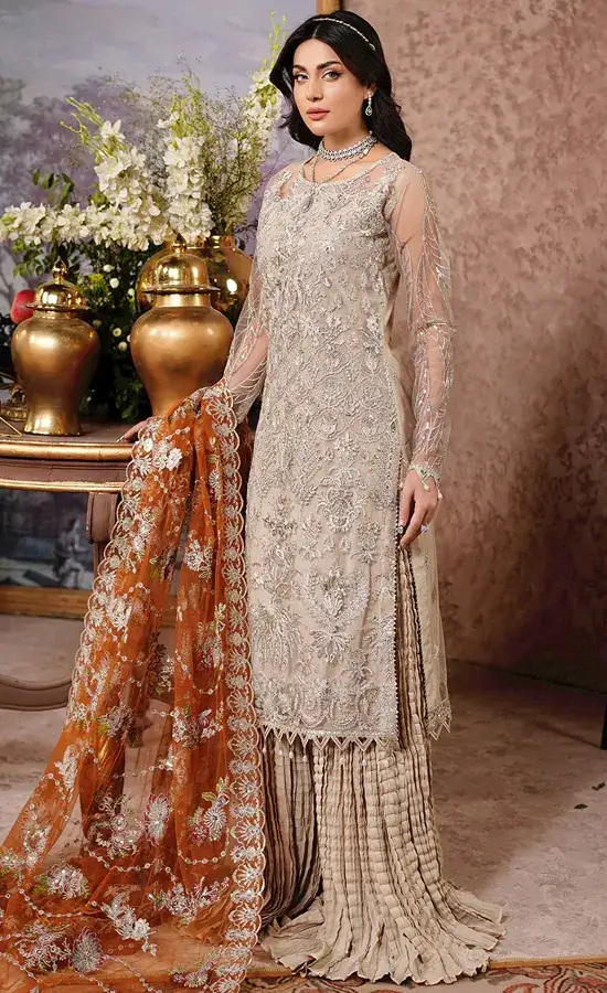Brown Colour Sharara For Wedding Guests