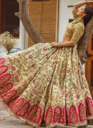 Gold and Pink Bridal Lehenga ca