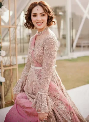 Pink Side Slit Open Maxi for Nikkah ca