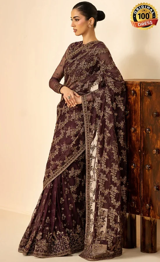 Saree in Purple Colour For Wedding Guests (3)
