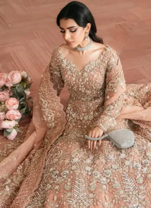Soft Peach Bridal Gown for Nikkah ca