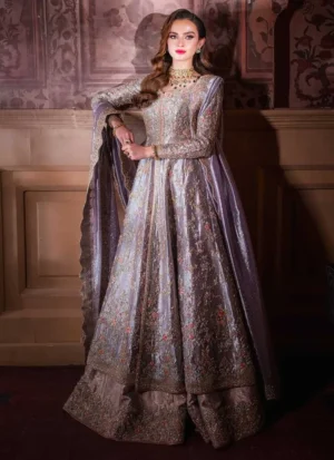 Lilac Open Slit Frock with Lehenga (6)