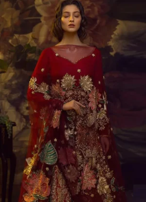 Red Walima Lehenga