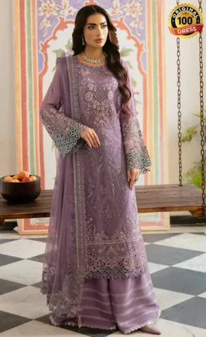 Lilac Pakistani Dress For Wedding Guests (1)