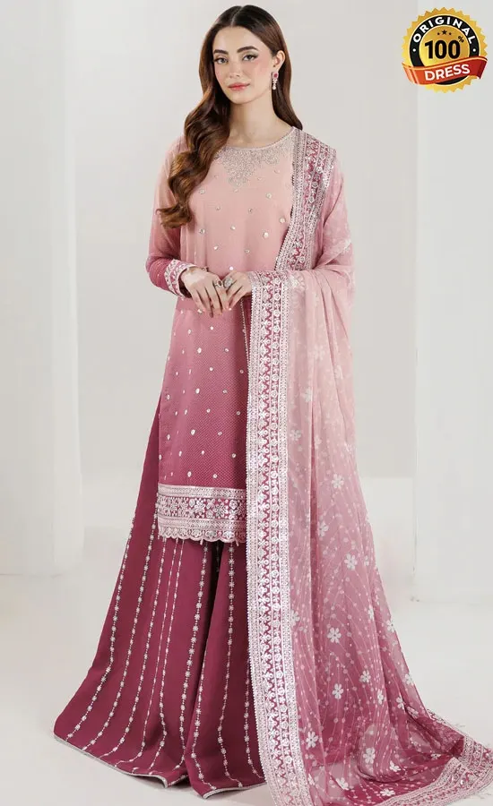 Embroidered Chiffon Rosette Blush Dress (1) Embroidered Chiffon Rosette Blush Dress (1)