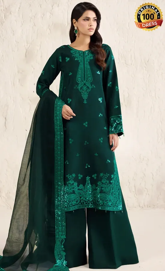 Embroidered Korean Raw Silk Emerald Luxe Dress (1) Embroidered Korean Raw Silk Emerald Luxe Dress (1)