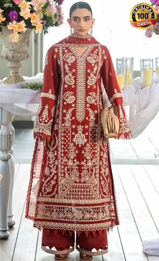 Akbar Aslam Embroidered Lawn Crimelle Dress (3)