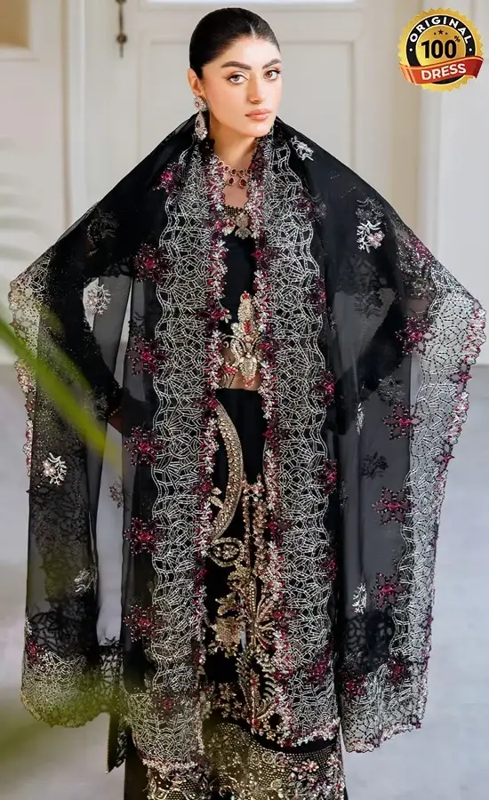 Ramsha PK Embroidered Net H-503 Dress (2)