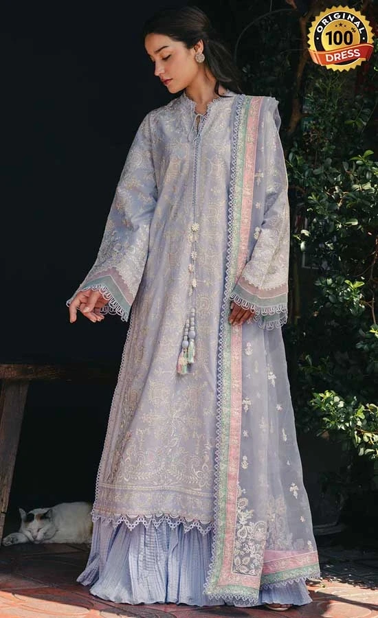 Afrozeh Embroidered Dyed Lawn Saya Dress (3)