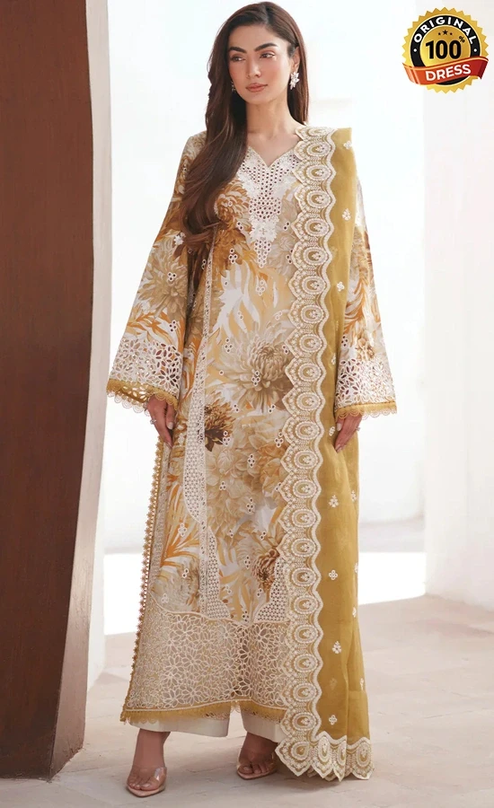 Embroidered Printed Lawn Calyra Dress (3) Embroidered Printed Lawn Calyra Dress (3)