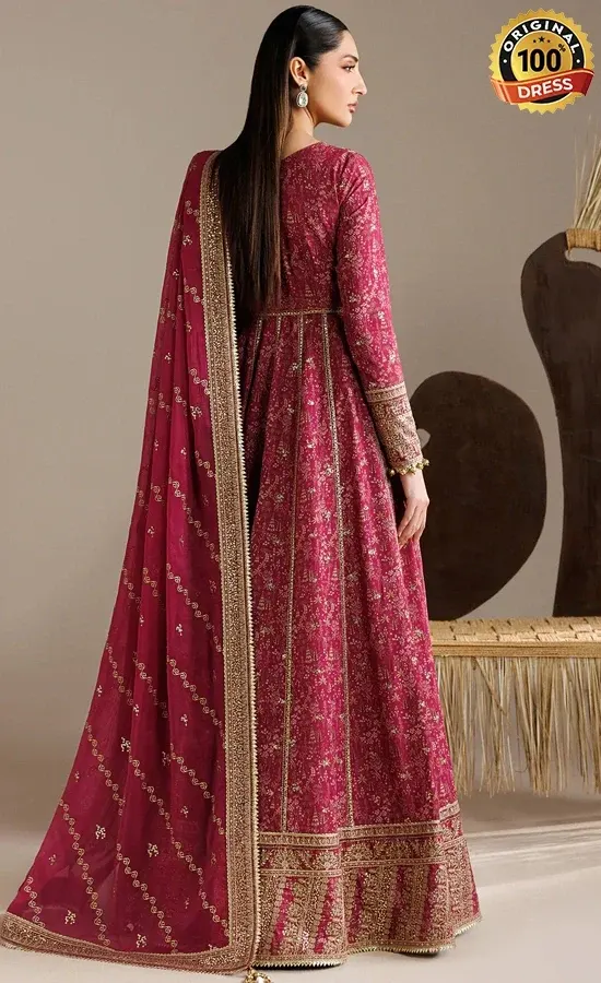 Jazmin Embroidered Raw Silk UR-7084 Dress (3)