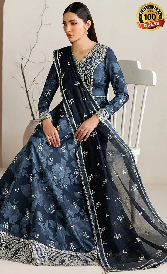 Jazmin Embroidered Raw Silk UR-7086 Dress (1)