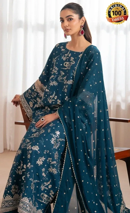 Jazmin Embroidered Rawsilk Sazil Dress (4)