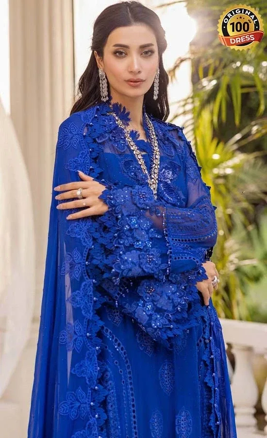 Maria B Embroidered Chiffon MPC-25-103 Dress (2)