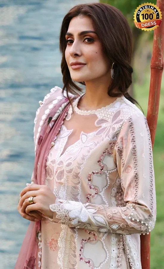 Afrozeh Embroidered Printed lawn Zeyam Dress (3)