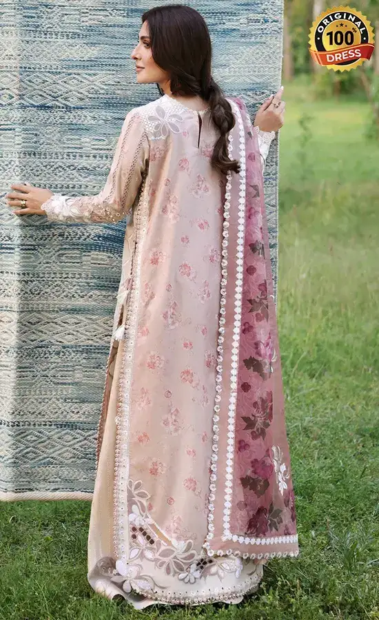 Afrozeh Embroidered Printed lawn Zeyam Dress (4)