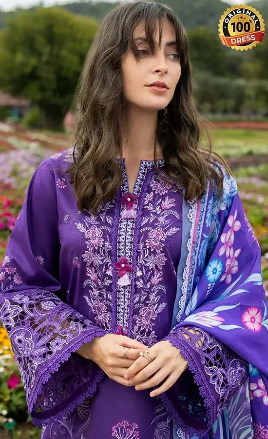 Mushq PK Embroidered Lawn Lily Veil Dress (1)