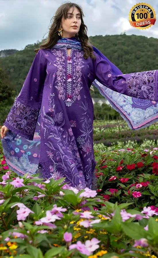 Mushq PK Embroidered Lawn Lily Veil Dress (2) Mushq PK Embroidered Lawn Lily Veil Dress (2)