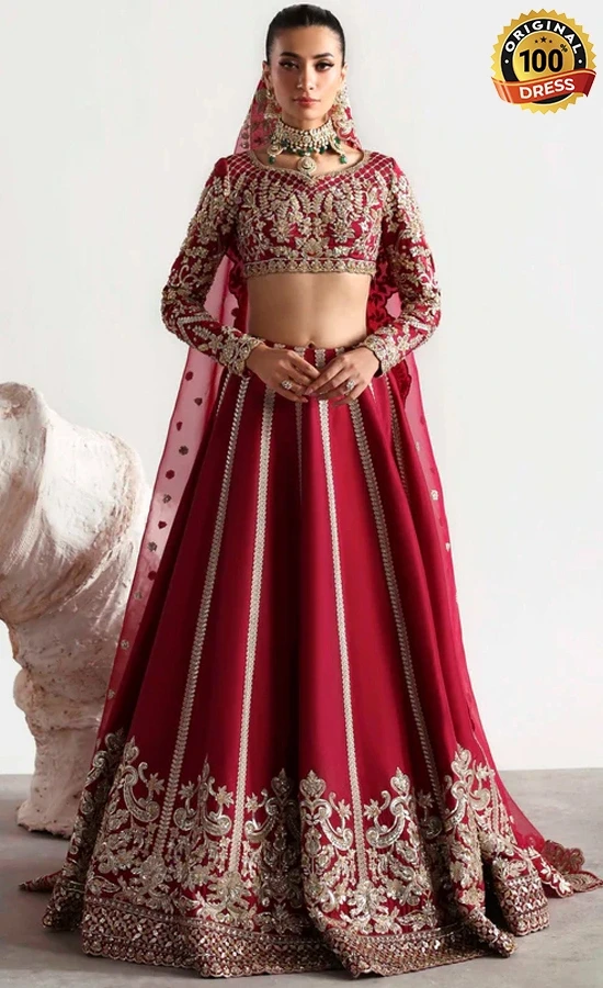 Akbar Aslam Embroidered Silk Rouge Dress (4)