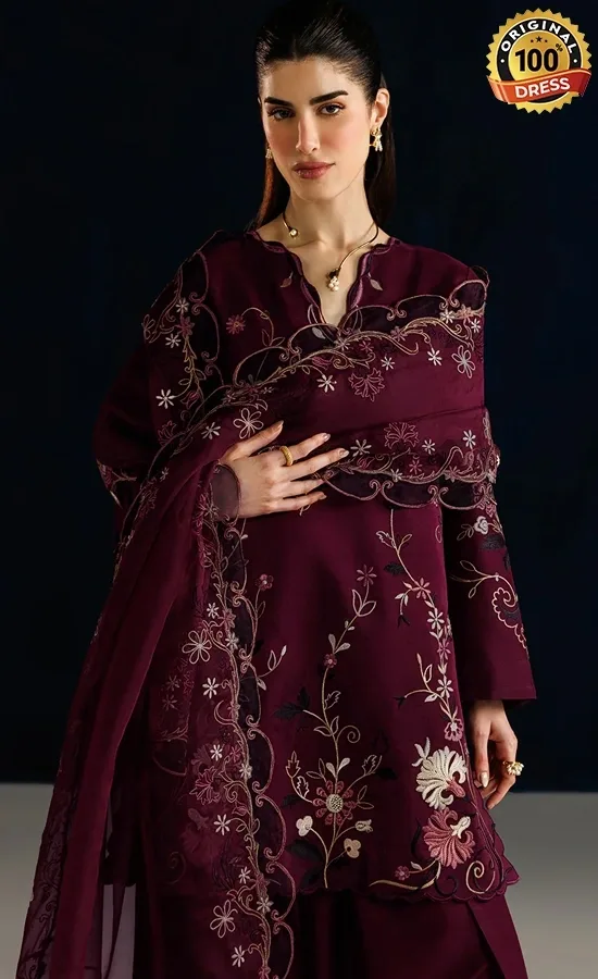 Iznik PK Embroidered Ramen Silk UE-655 Dress (3)