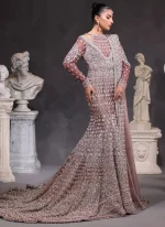 Plum Mermaid Bridal Gown with Long Trail Video