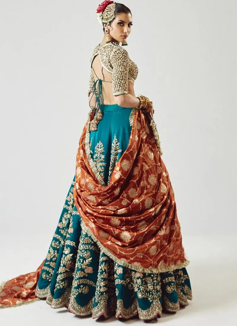 Hussain Rehar Zinc Blue Lehenga (3)