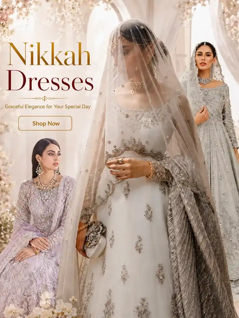 Pakistani Nikkah dresses in ivory, silver and pastel bridal styles in Canada
