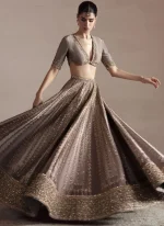 Gray Baraat Lehenga Choli with Criss-Cross Keyhole Back Video