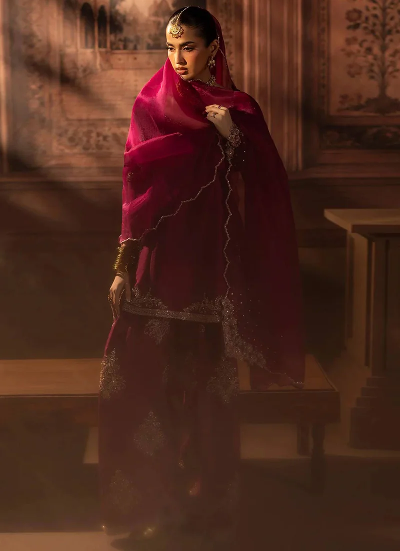 Fuchsia Baraat Farshi Gharara with Dori-Tied Open Back Video