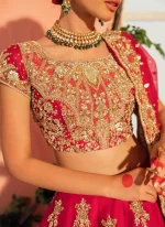 Fuchsia Baraat Lehenga Choli with Gold Floral Arches Video